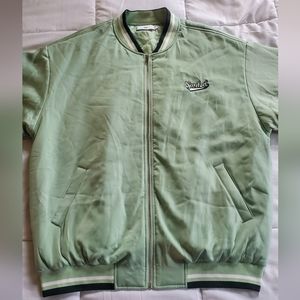 Adika Spoiled Girl Satin Finish Varsity Jacket Women's L Mint